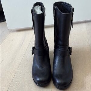 Vince Camuto Black Leather Combat Boots